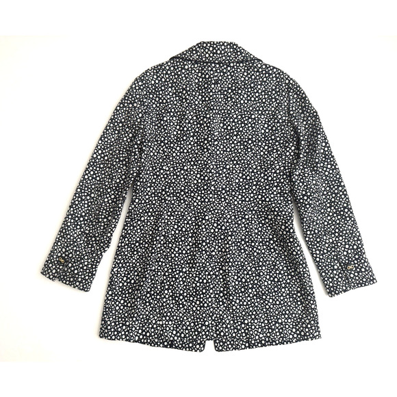 Tesori Coat L Mid-Length Cotton Navy White Dots Collar Buttons Unlined Hong Kong - Picture 5 of 11